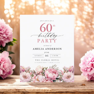Papier Invitation pour 60 ans Budget Rose Jardin Floral