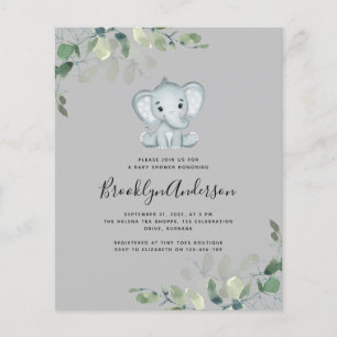 Papier Invitation pour Baby Shower éléphant eucalyptus BU