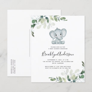 Papier Invitation pour Baby Shower éléphant eucalyptus BU