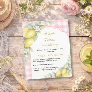Papier Invitation pour Baby Shower fille avec ruban rose