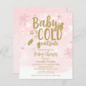 Papier Invitation pour Baby Shower Fille 'Bébé il fait fr (Devant / Derrière)