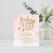 Papier Invitation pour Baby Shower Fille 'Bébé il fait fr (Debout devant)
