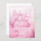 Papier Invitation pour Baby Shower Fille Nuage Rose (Devant / Derrière)