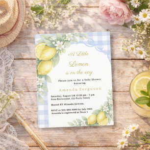 Papier Invitation pour Baby Shower garçon à ruban bleu et