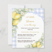 Papier Invitation pour Baby Shower garçon à ruban bleu et (Devant)