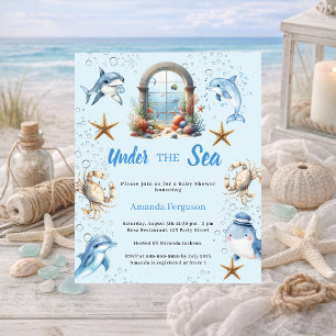 Papier Invitation pour Baby Shower garçon sous les animau