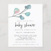Papier Invitation pour Baby Shower Moderne Eucalyptus à P (Devant)