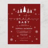 Papier Invitation pour bébé Père Noël minimaliste Budget (Devant)