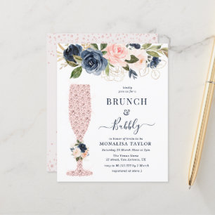 Papier invitation pour brunch de mariée marine et floral 