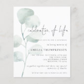 Papier Invitation pour célébrer la vie avec sauge et euca (Devant)