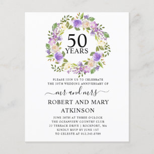 Papier Invitation pour le 50e anniversaire de mariage à m