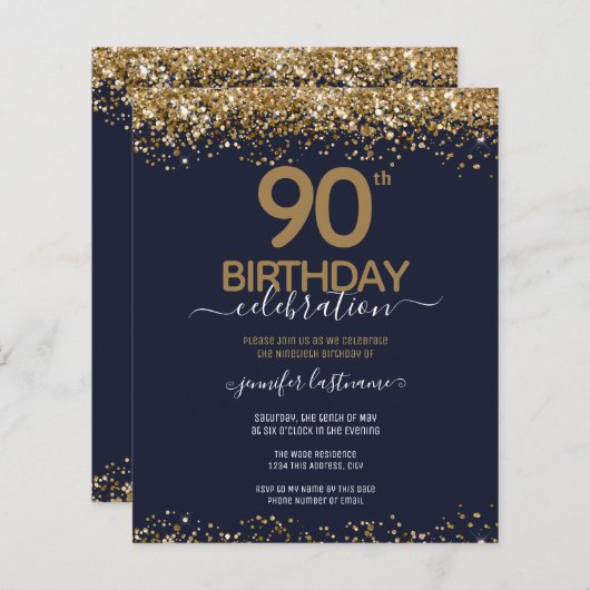 Papier Invitation pour le budget de la fête d'anniversair (Devant / Derrière)