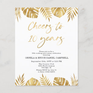 Papier Invitation pour les 10 ans de mariage Budget Gold