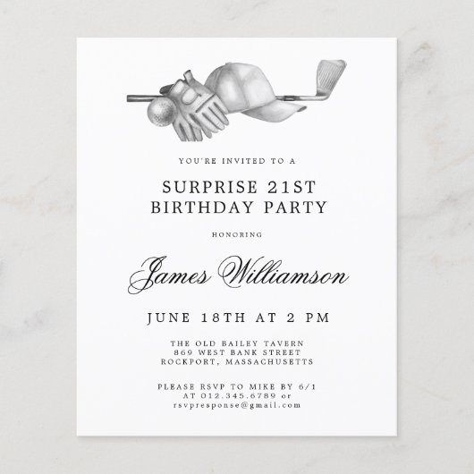 Papier Invitation pour les 21 ans de Surprise Golf au bud (Devant)