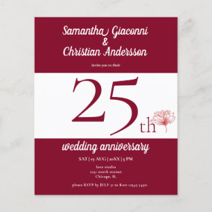 Papier Invitation pour les 25 ans de mariage Budget Flora