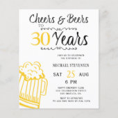 Papier Invitation pour les 30 ans : Félicitations et bièr (Devant)