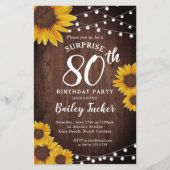 Papier Invitation pour les 80 ans Surprise au Tournesol R (Devant)