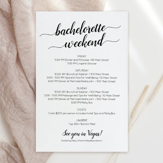 Papier Invitation pour un week-end élégant de célibataire