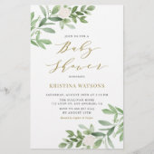 Papier Invitation pour une Baby Shower avec Fleurs Blanch (Devant)