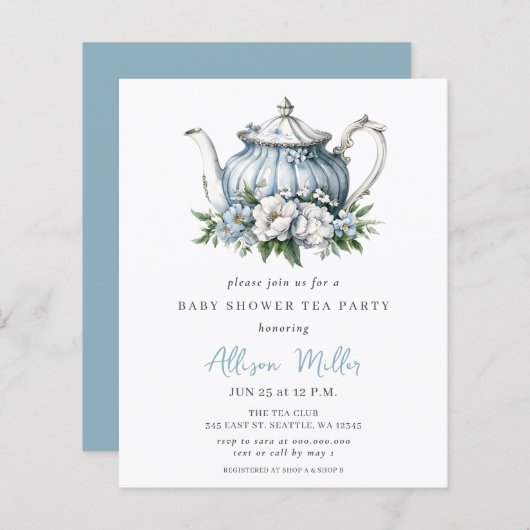 Papier Invitation pour une Baby Shower garçon sur le thèm (Devant / Derrière)