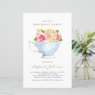 Papier Invitation pour une fête d'anniversaire aux fleurs