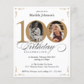 Papier Invitation pour une fête d'anniversaire de 100 ans (Devant)