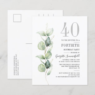 Papier Invitation pour une fête d'anniversaire Eucalyptus