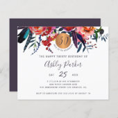 Papier Invitation pour une fête de 30 ans chic et fleuri (Devant / Derrière)