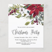 Papier Invitation pour une fête de Noël au poinsettia rou (Devant)
