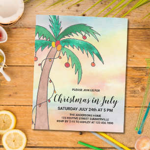 Papier Invitation pour une fête de Noël en juillet sous l