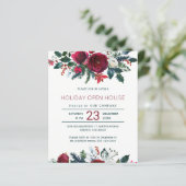 Papier Invitation pour une fête des vacances de fleurs ro (Debout devant)