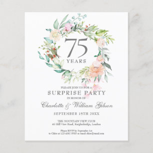 Papier Invitation pour une fête surprise de 75e anniversa
