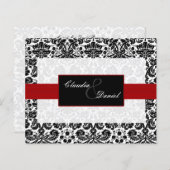 Papier Invitation Red Black Mariage damassé (Devant / Derrière)