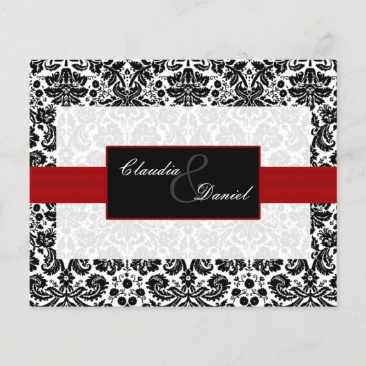 Papier Invitation Red Black Mariage damassé (Devant)