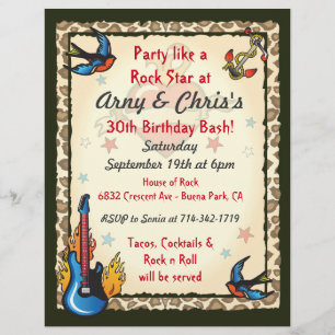 Papier Invitation Rock Star pour Sonia