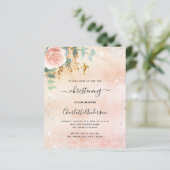 Papier Invitation rose à l'eucalyptus floral or (Debout devant)