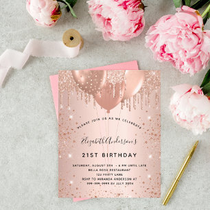 Papier Invitation rose d'anniversaire budget