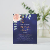 Papier Invitation rose de douche nuptiale bleu or (Debout devant)