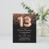 Papier Invitation Rose Gold Noir pour 13e Anniversaire à  (Debout devant)