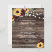 Papier Invitation RSVP Code QR Roses Tournesol Budget (Devant)