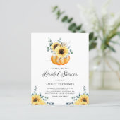 Papier Invitation Rustique Citrouille Tournesol Bridal Do (Debout devant)