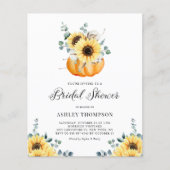 Papier Invitation Rustique Citrouille Tournesol Bridal Do (Devant)