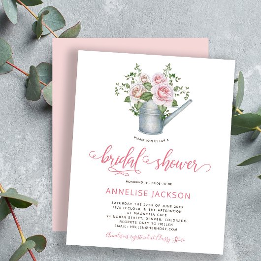 Papier Invitation rustique de budget rose florale pour un