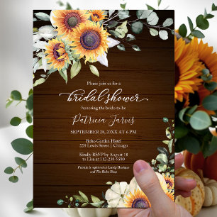 Papier Invitation rustique de citrouille de tournesol d'a
