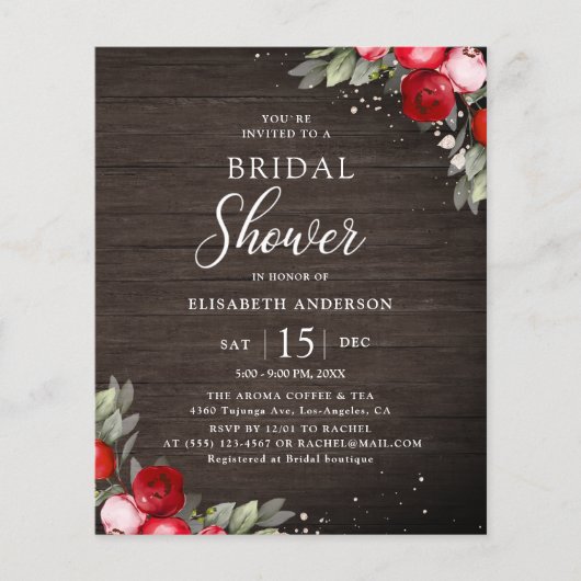 Papier Invitation Rustique de Fête de Fiançailles en Bois (Devant)