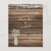Papier Invitation rustique de la douche de Couple budget (Devant)