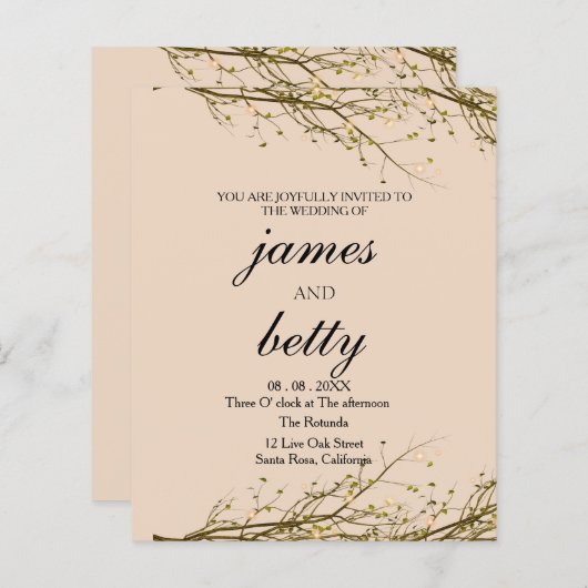 Papier Invitation Rustique de script sur la circulaire bu (Devant / Derrière)