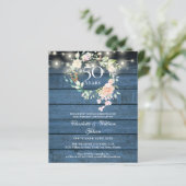 Papier Invitation Rustique Florale pour les 50 ans de Mar (Debout devant)