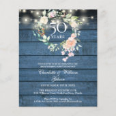 Papier Invitation Rustique Florale pour les 50 ans de Mar (Devant)