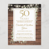 Papier Invitation Rustique pour le 50e Anniversaire de Bu (Devant)